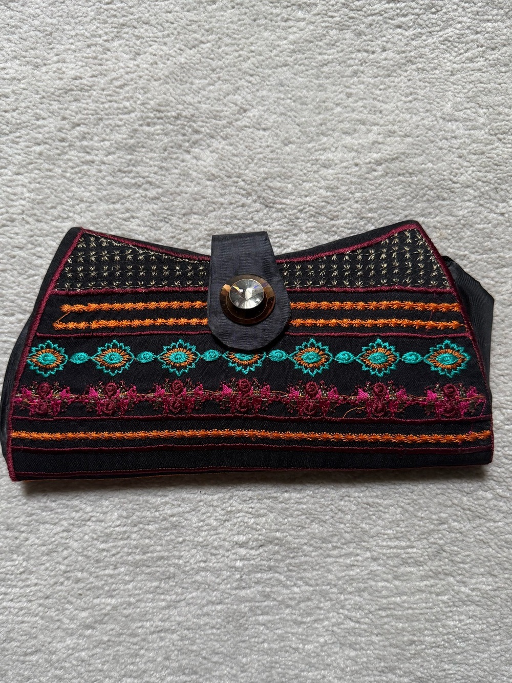 Embroidered Foldover Clutch Purse